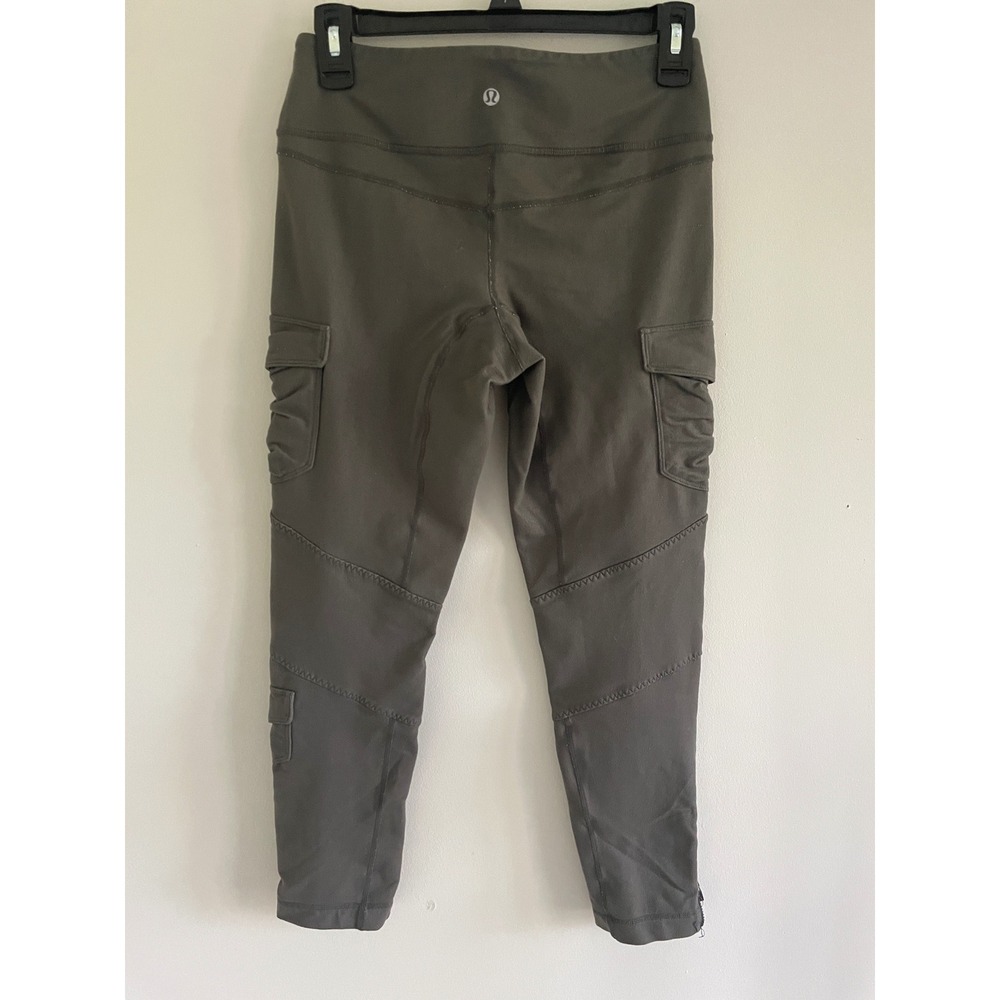 Lululemon Cargo Leggings Olive Green High Rise Cropped Moto Utility Pants Size 8